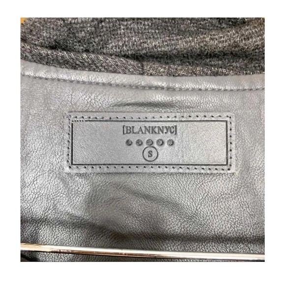 Blank NYC Black Drape Front Mixed Media Faux Leather Moto Jacket Size Small - Picture 7 of 13
